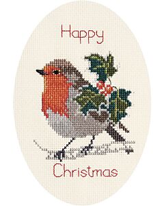 Bothy Threads borduurpakket kerstkaart Roodborstje CDX18 telpatroon