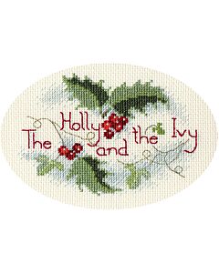 Bothy Threads borduurpakket kerstkaart The Holly And The Ivy CDX22 telpatroon