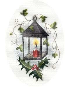 Bothy Threads borduurpakket kerstkaart Lantaarn CDX25 telpatroon