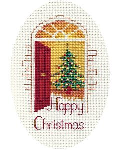 Bothy Threads borduurpakket kerstkaart Warm Welkom CDX34 telpatroon