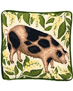 Voorbedrukt borduurpakket  varken met bloemen  van Bothy Threads tap09  in Petit Point (halve kruissteek)