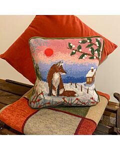 Bothy Threads borduurkussenpakket winter vos TVW5 voorbedrukt in halve kruisteek (Petit Point).