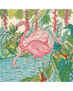 Bothy Threads borduurpakket Flamingo tuin XFY9 telpatroon