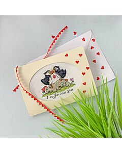 Bothy Threads borduurpakket wenskaart I puffin love you XGC42 telpatroon