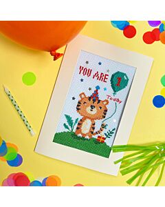 Bothy Threads borduurpakket wenskaart wild birthday XGC50 telpatroon