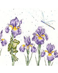 Borduurpakket irissen en kikker en libel om te borduren Bothy Threads xhd97