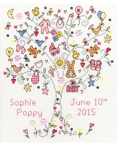 Borty Treads borduurpakket geboortetegel Love Baby meisje borduren xka07