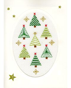 Borduurpakket wenskaart kerstbomen - Bothy Threads bt-xmas23