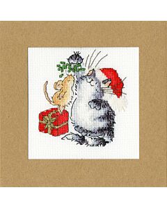 Bothy Threads borduurpakket wenskaart under the mistletoe XMAS26 telpatroon