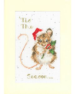 Bothy Threads wenskaarten Tis The Season  kerstmuis XMAS56 borduren