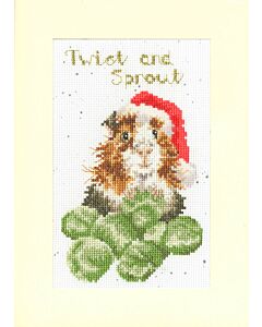 Bothy Threads wenskaarten Twist And Sprout   cavia XMAS58 borduren