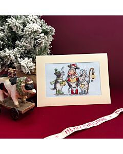 Bothy Threads borduurpakket wenskaart woof, moo. baa! XMAS74 telpatroon