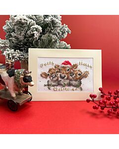 Bothy Threads borduurpakket wenskaart jolly holly cows XMAS75 telpatroon