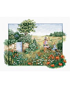 Luca-s Borduurpakket Landscape with poppies - landschap met bloemen om te borduren bu4013