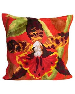 Borduurpakket voorbedrukt kruissteekkussen  orchidee tigre Collection d'Art 5001