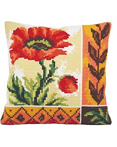 Voorbedrukt kruissteek Kussenpakket Coquelicot Nouveau klaproos poppy  - Collection d'Art als borduurpakket 