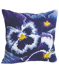 Voorbedrukt kruissteek Kussenpakket violen (hiver)  Collection d'Art als borduurpakket 5.099