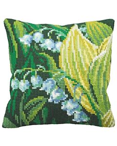  Voorbedrukt kruissteek kussen  Muguet Gauche als borduurpakket 5.121