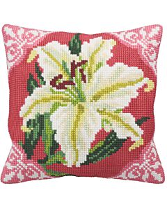 Voorbedrukt kruissteek Kussenpakket witte lelie Collection d'Art als borduurpakket 5.122