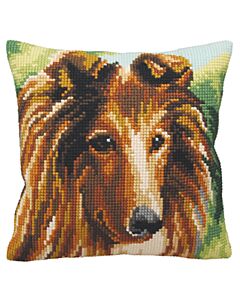 Voorbedrukt kruissteek kussen lassie als borduurpakket