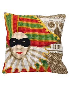 Borduurpakket voorbedrukt kruissteekkussen Carnaval de Venise Masque Collection d'Art 5170