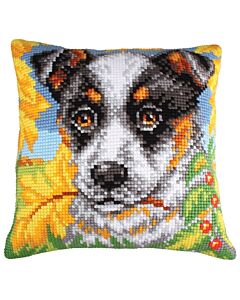 Borduurpakket voorbedrukt kruissteekkussen hond  Collection d'Art  5211