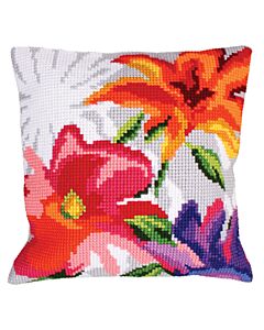 Voorbedrukt kruissteek Kussenpakket Stijlvolle Bloemen Collection d'Art als borduurpakket 5.226