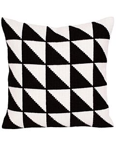 Collection d'Art kruissteekkussen zwart wit 5275 voorbedrukt borduren.