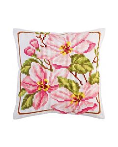 Voorbedrukt kruissteekkussen roze Magnolia Collection d'Art als borduurpakket 5291