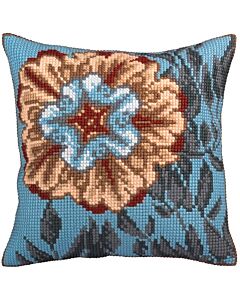 Kruissteek kussenpakket Asure Turquoise bloemen van Collection d'Art 5329