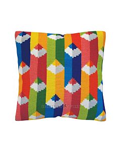CDA borduurkussenpakket gekleurde potloden 5469cc telpatroon, no print canvas