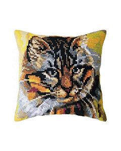 CDA borduurkussenpakket nieuwsgierige poes 5481 voorbedrukt