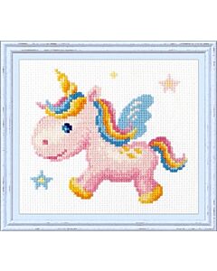 Borduurpakket Rainbow Unicorn met telpatroon Chudo Igla (Magic Needle) 10-035