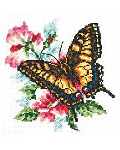 Borduurpakket vlinder met Zwaluwstaart - Magic needle met telpatroon.