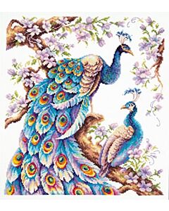 Borduurpakket As large as life - pauwen met telpatroon Chudo Igla (Magic Needle) 064-006