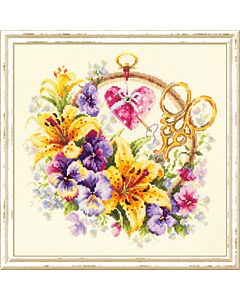 Borduurpakket lelies voor de Naaister - Magic needle met telpatroon