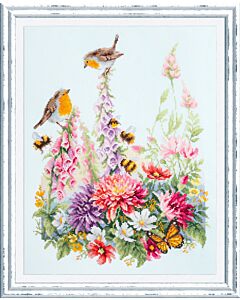 Borduurpakket Zingende roodborstjes Magic needle 130-032 met telpatroon