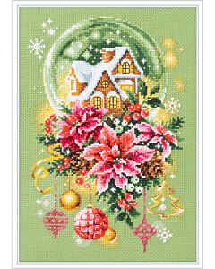 Borduurpakket kerst sneeuwbol - Magic Needle met telpatroon.