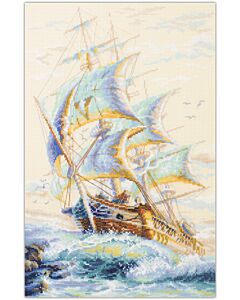 Borduurpakket  zeilboot  Wind of Luck  - Magic Needle met telpatroon