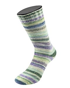 Lana Grossa Cool Wool 4 Socks kl.7766 (ecru/bruin/groen/bosbes/paars/rood)