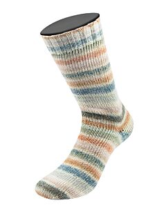 Lana Grossa Cool Wool 4 Socks kl.7766 (ecru/bruin/groen/bosbes/paars/rood)