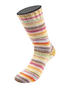 Lana Grossa Cool Wool 4 Socks kl.7766 (ecru/bruin/groen/bosbes/paars/rood)