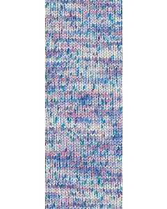 Lana Grossa Cool Wool Spots kleur 5009 (wit/zwart/donkerpaars/blauw