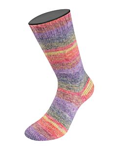 Lana Grossa Cosy Socks Dream kleur 251 grijs/geel/roze/oranje/paars/rood is een knuffelzachte 4-draads sokkenwol