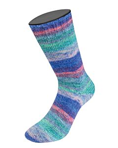Lana Grossa Cosy Socks Dream kleur 252 wit/rood/blauw/groen/paars is een knuffelzachte 4-draads sokkenwol