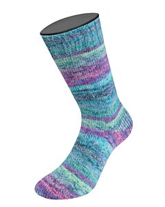 Lana Grossa Cosy Socks Dream kleur 255 wit/paars/blauw/groen is een knuffelzachte 4-draads sokkenwol
