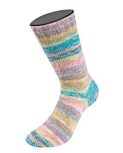 Lana Grossa Cosy Socks Dream kleur 258 wit/grijs/bruin/roze/blauw/groen is een knuffelzachte 4-draads sokkenwol