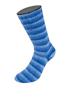Lana Grossa Cosy Socks Soft Stripes kleur 109 blauw mix is een knuffelzachte 4-draads sokkenwol