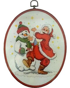 Borduurpakket dansende kerstman van Vervaco incl borduurring