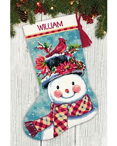 Dimensions borduurpakket Kerstsok sneeuwpop borduren voorbedrukt 71-09159